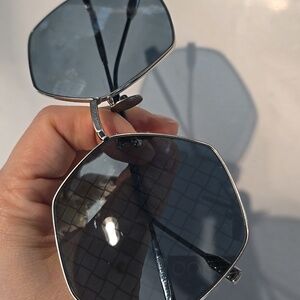 Bottega Veneta Blue Hexagonal Sunglasses, 180 Dollars Without Glasses Case